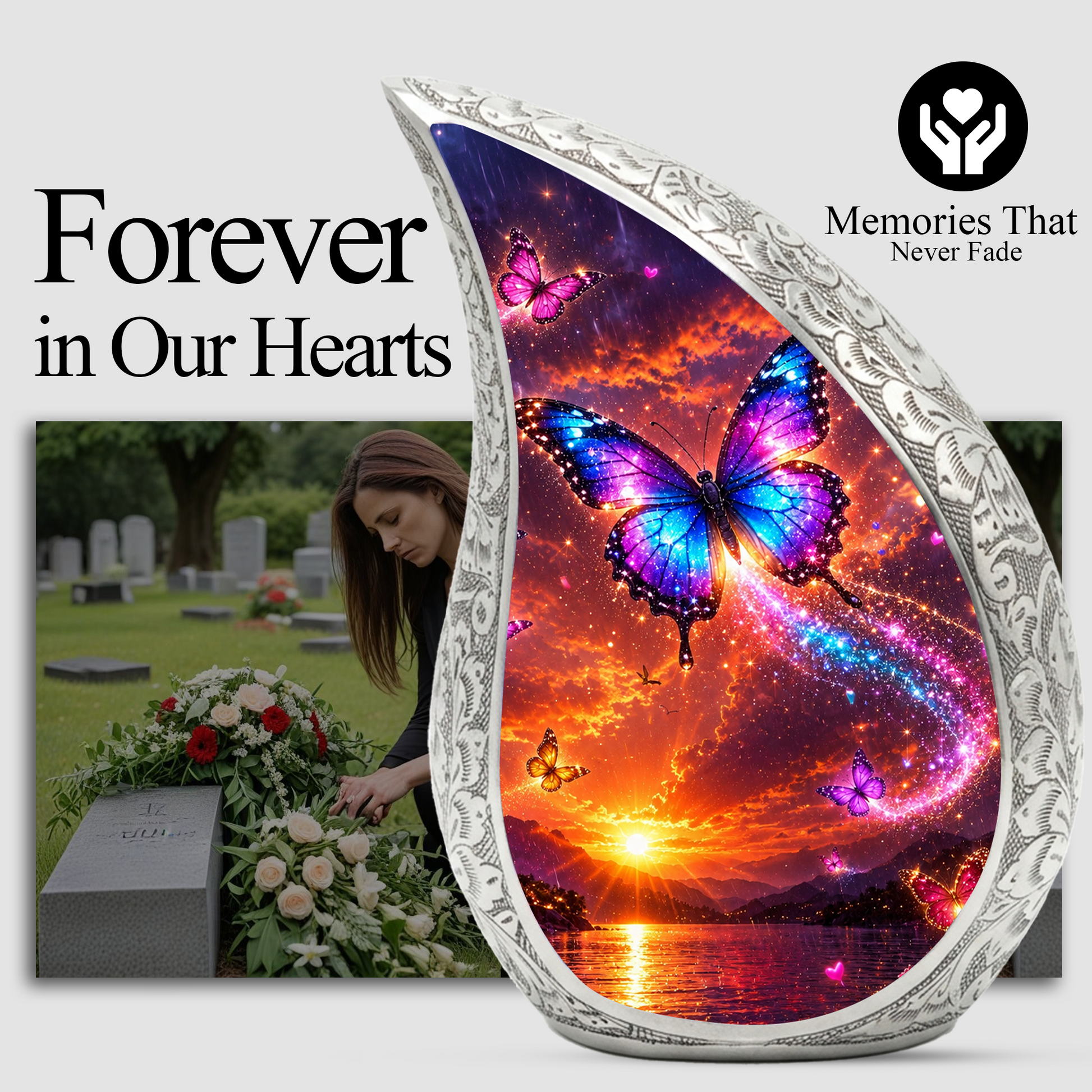 Beautiful Butterfly Urn for Human Ashes | Butterfly Cremation Urn for Mom, Women,