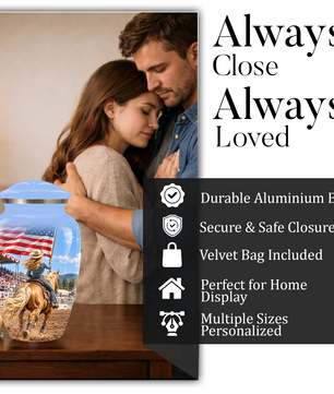 American Flag Cremation Urn – Personalized Cowgirl & Western Memorial Urn for Ashes