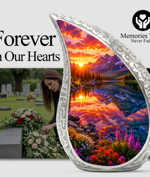 Mountain Lake Cremation Urn for Mom & Dad | Beautiful Landscape Adult Urn