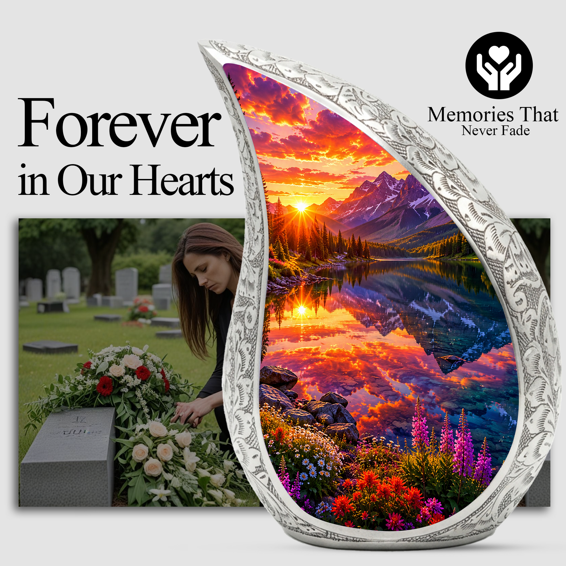 Mountain Lake Cremation Urn for Mom & Dad | Beautiful Landscape Adult Urn