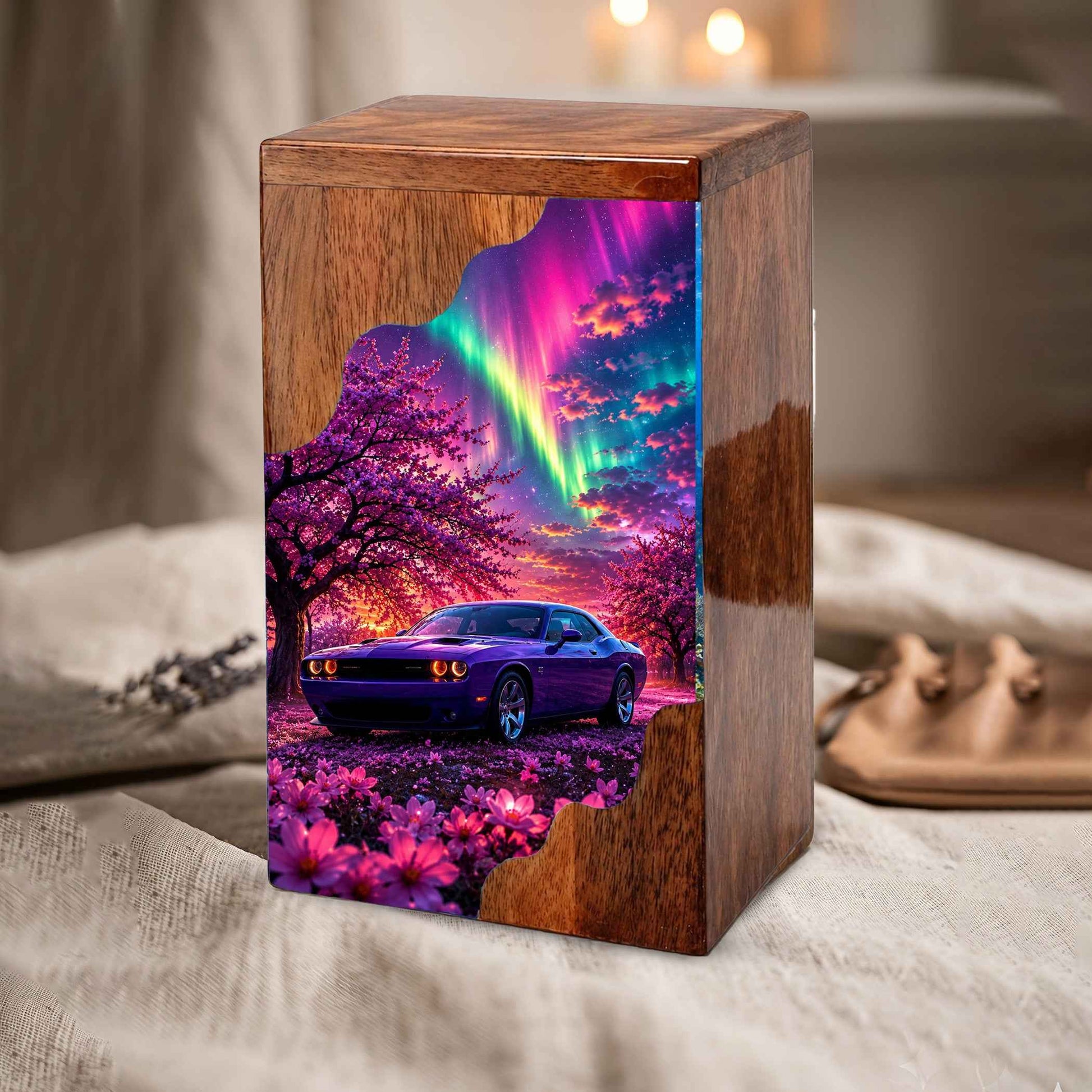 Car Wooden Cremation Urn – Wooden Urn for Human Ashes