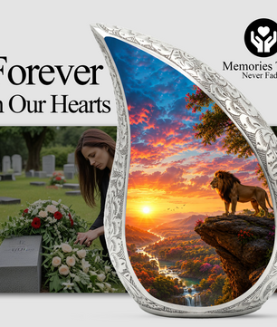 Lion Sunset Urn for Human Ashes | Adult Cremation Urn for Dad