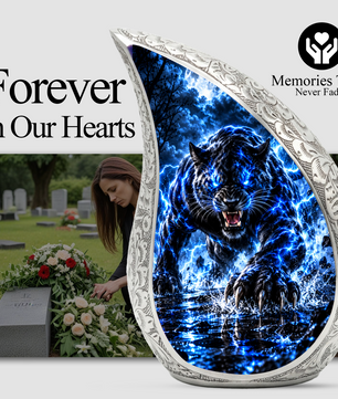Black Panther Cremation Urn for Ashes, Panther Memorial Urn, Wildlife Adult Urn, Big Cat Cremation