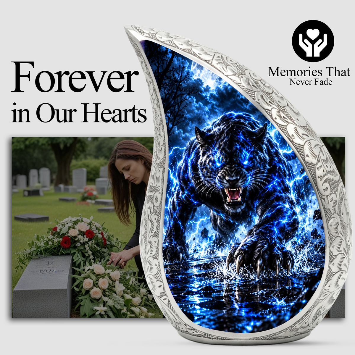 Black Panther Cremation Urn for Ashes, Panther Memorial Urn, Wildlife Adult Urn, Big Cat Cremation