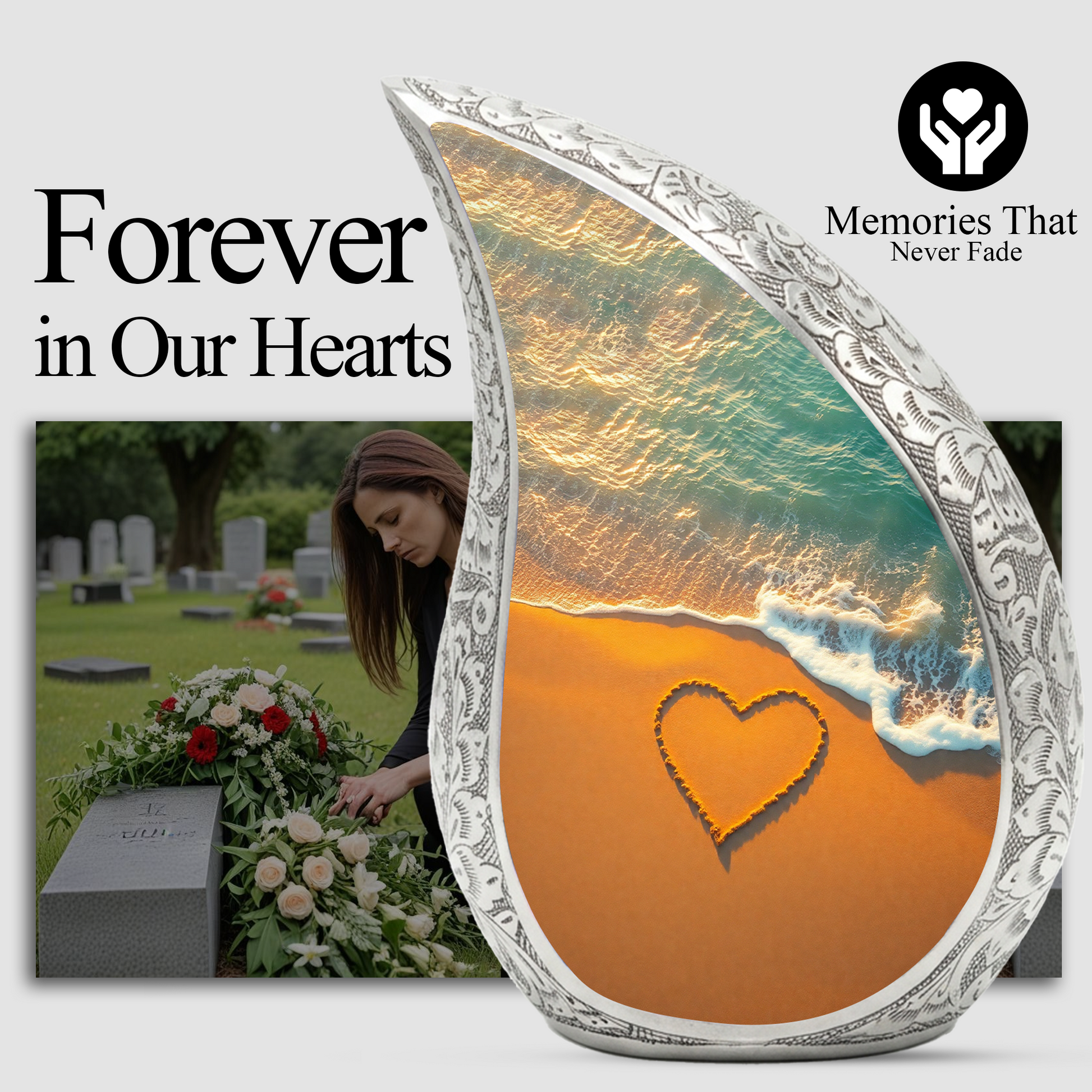 Beach Memorial Urn | Ocean Waves Cremation Urn | Personalized Urn for Mom & Loved Ones