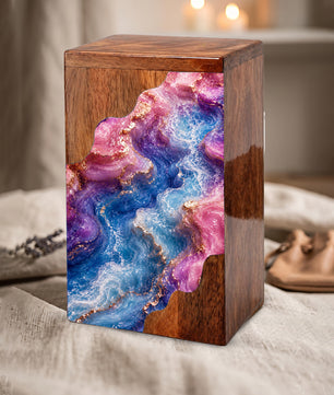 Abstract Flow Cremation Urn – Wooden Urn for Human Ashes