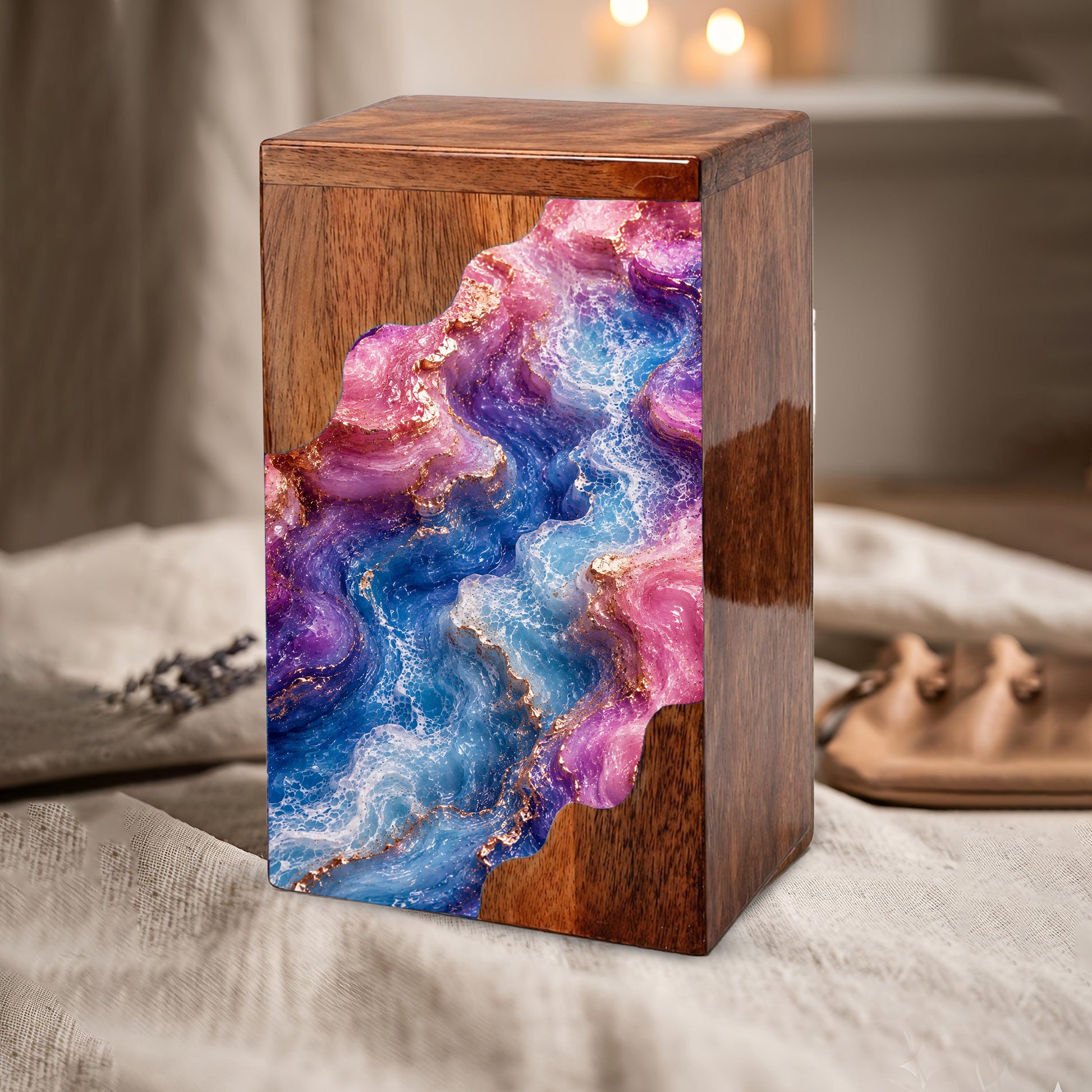 Abstract Flow Cremation Urn – Wooden Urn for Human Ashes