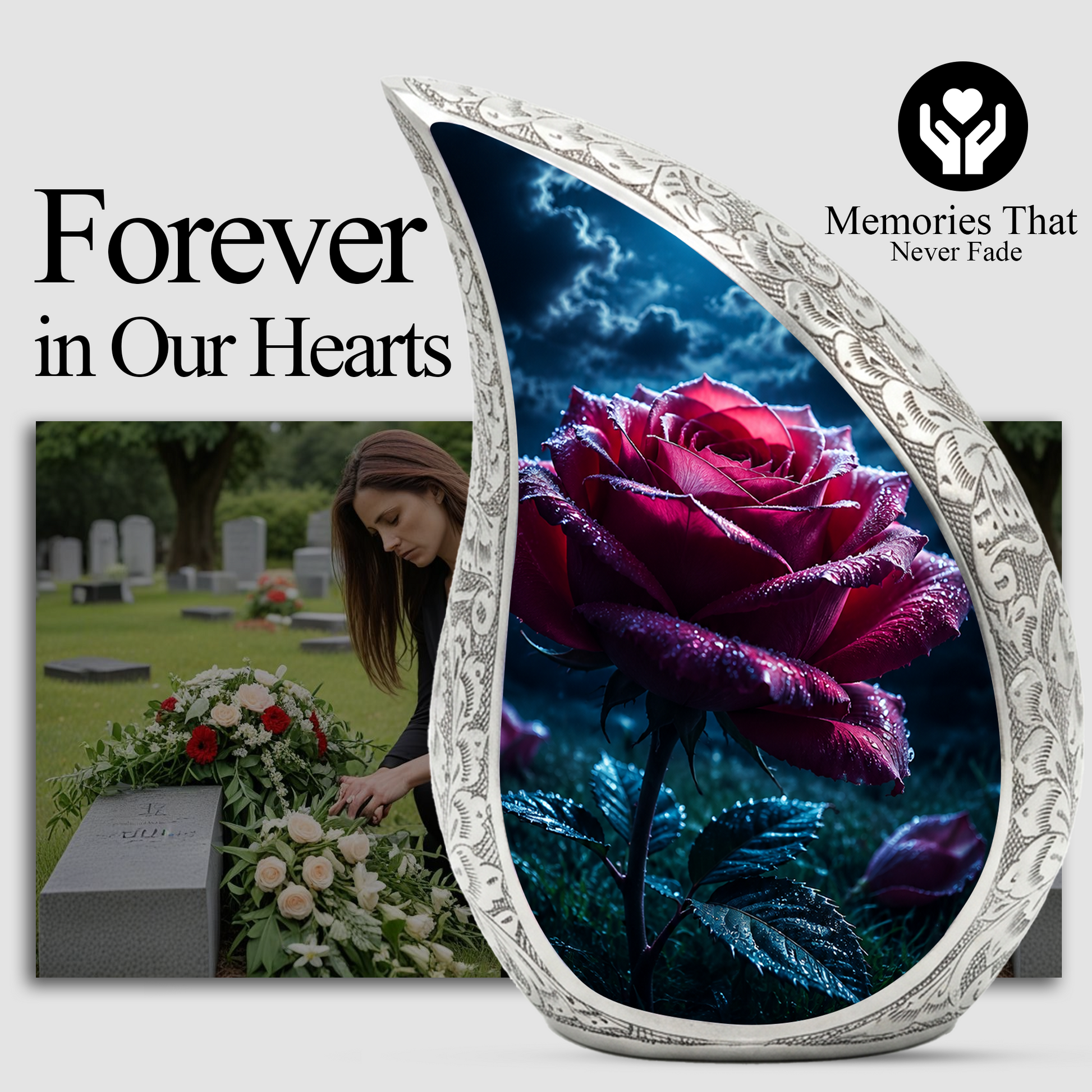 Rose Urn for Mom Ashes | Beautiful Rose Cremation Urn for Women, Mother, Sister, Daughter