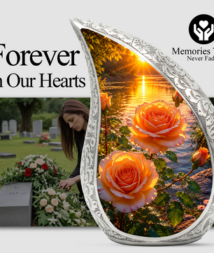 Pink Rose Sunset Adult Urn for Human Ashes – Beautiful Memorial Urn for Mom