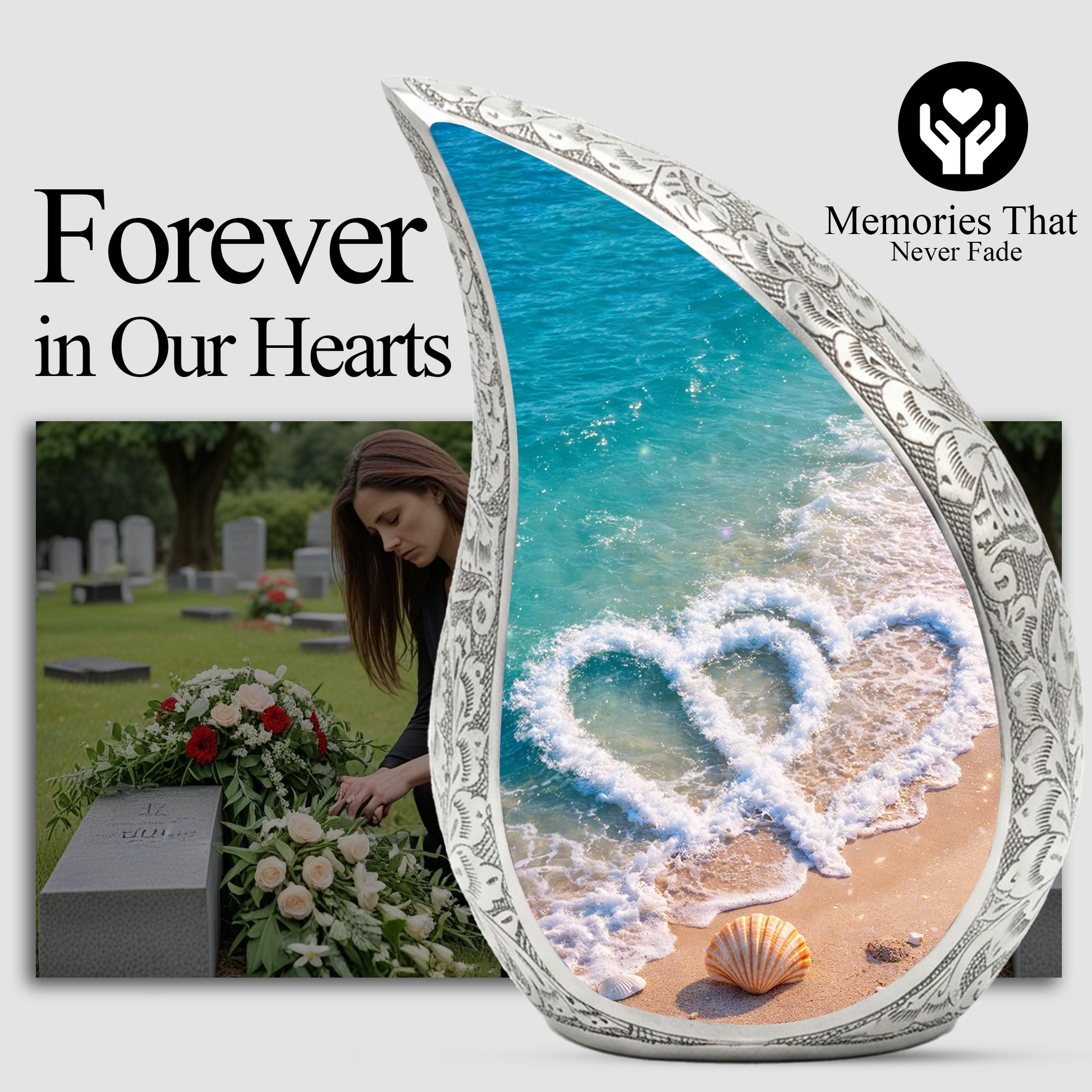 Beach Urns for Human Ashes, Ocean Wave Cremation Urn