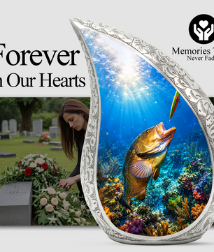 Bass Fishing Memorial Urn for Dad | Fisherman Cremation Urn for Ashes