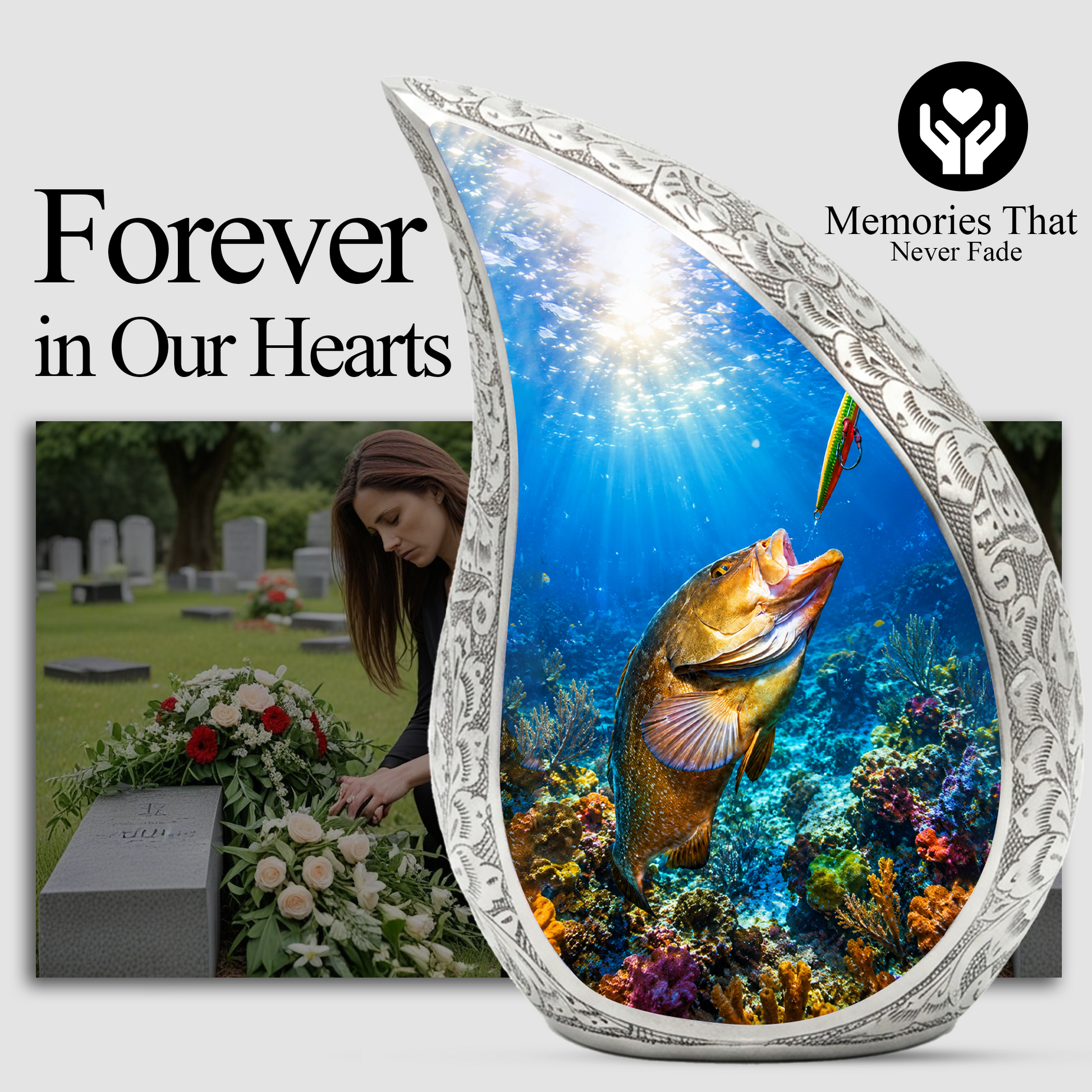 Bass Fishing Memorial Urn for Dad | Fisherman Cremation Urn for Ashes