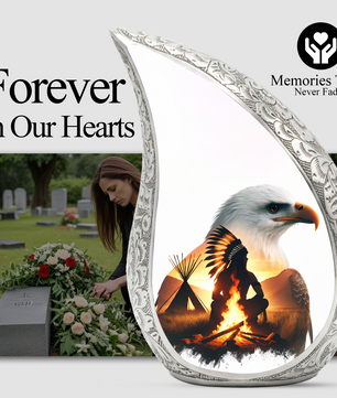 Eagle Memorial Adult Cremation Urn, Native American Inspired Adult Urn for Ashes