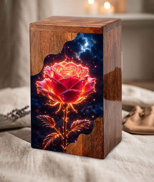 Rose Wooden Cremation Urn for Mom – Custom Memorial Wooden Urn for Human Ashes