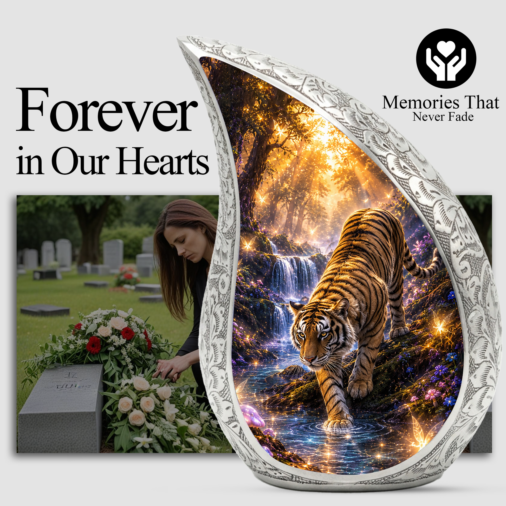 Tiger Adult Urn for Ashes | Premium Adult Cremation Urn for Human Ashes Memorial
