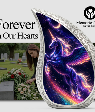 Unicorn Memorial Urn for Mom, Fantasy Cremation Urn for Women