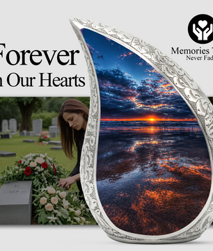 Ocean Sunset Urn for Human Ashes | Beach Cremation Urn, Ocean Wave Memorial Urn