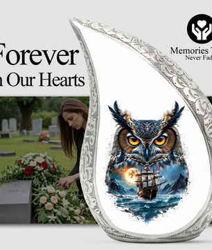 Owl Cremation Urn for Dad – Personalized Adult Cremation Urn for Ashes | Nautical Memorial Urn for Father