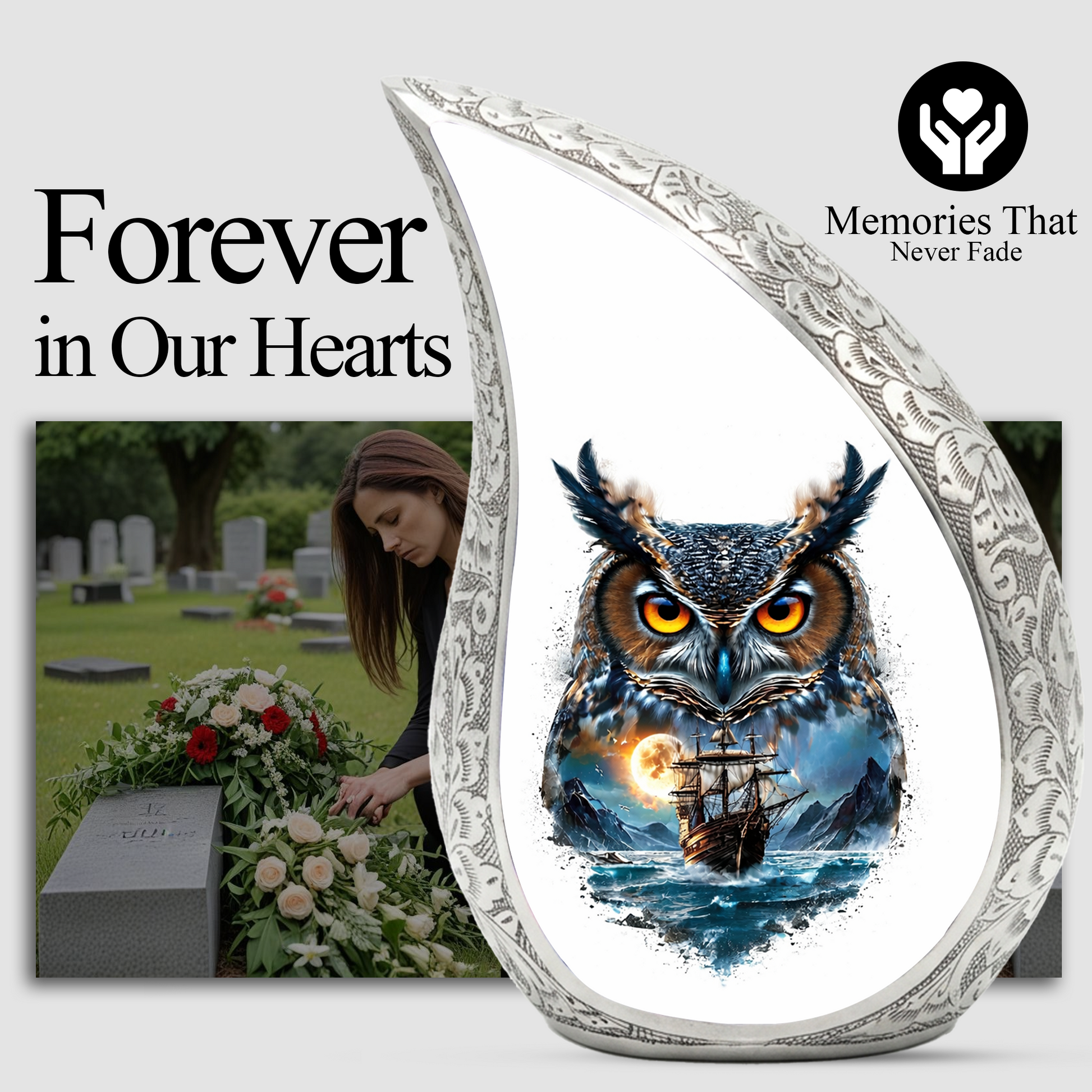 Owl Cremation Urn for Dad – Personalized Adult Cremation Urn for Ashes | Nautical Memorial Urn for Father