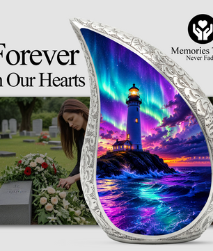 Ocean Lighthouse Cremation Urn for Adult Ashes | Lighthouse Ocean Wave Urn for Human Ashes, Mom & Women