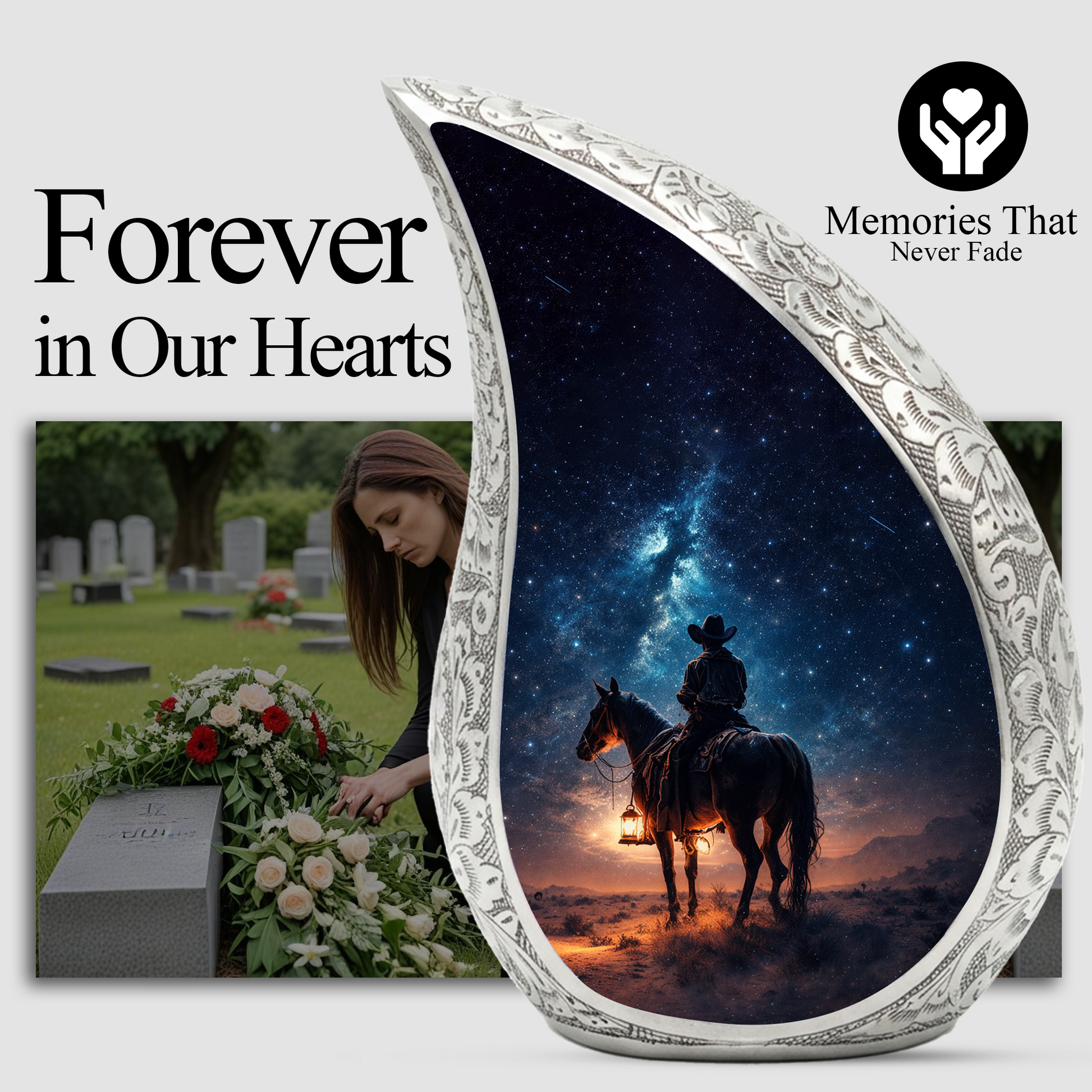 Cowboy with Stars Night Sky Cremation Urn for Adult Ashes