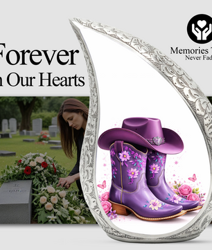 Cowgirl Boot with Hat Cremation Urn for Mom - Personalized Western Urns For Female
