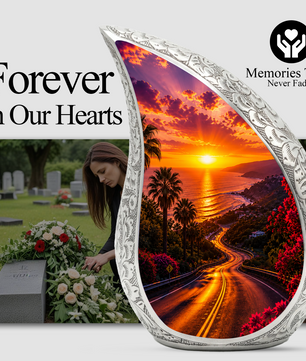 Beach Sunset Urn for Human Ashes | Ocean Coastal Adult Cremation Urn