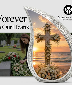 Cross Beach Urn for Human Ashes | Wooden Ocean & Beach Cremation Urn