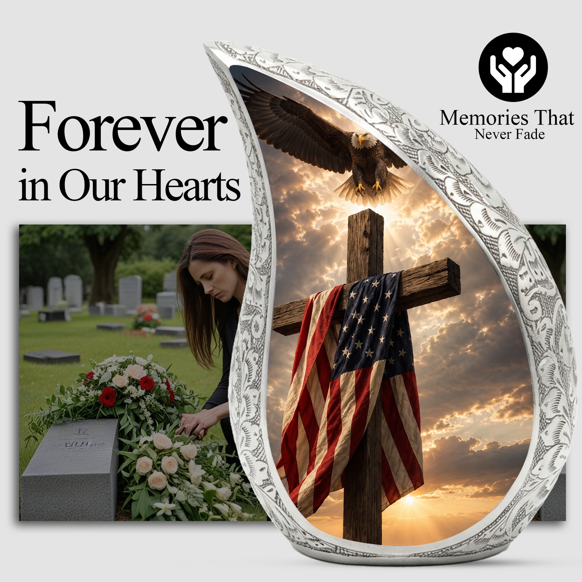 Cross Urn for Human Ashes | Christian Adult Cremation Urn for Men & Women