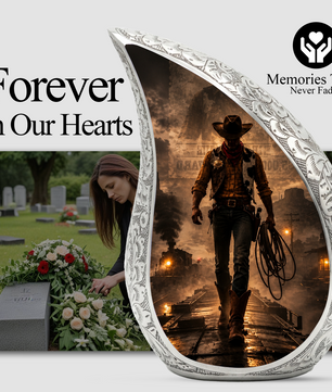 Cowboy Urn for Dad & Men | Western Cremation Urn for Adult Male Ashes | Cowboy Memorial Urn