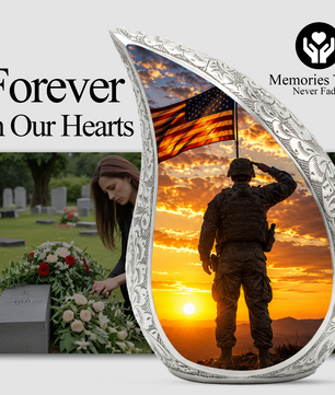 Soldier Urn for Dad & Father | Military Cremation Urn for Adult Male, Son & Men | Personalized Soldier Memorial Urn