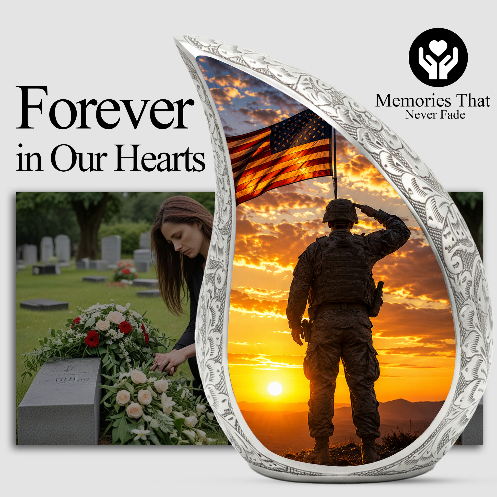 Soldier Urn for Dad & Father | Military Cremation Urn for Adult Male, Son & Men | Personalized Soldier Memorial Urn