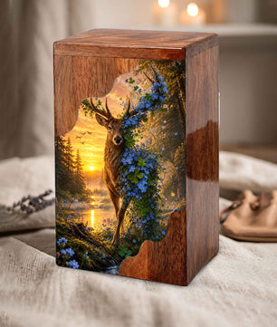 Deer Wooden Cremation Urn for Mom | Wooden Urn for Human Ashes | Adult Female Urn |