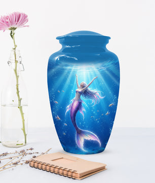Ocean Mermaid Urn for Mom – Personalized  Memorial Urns for Female