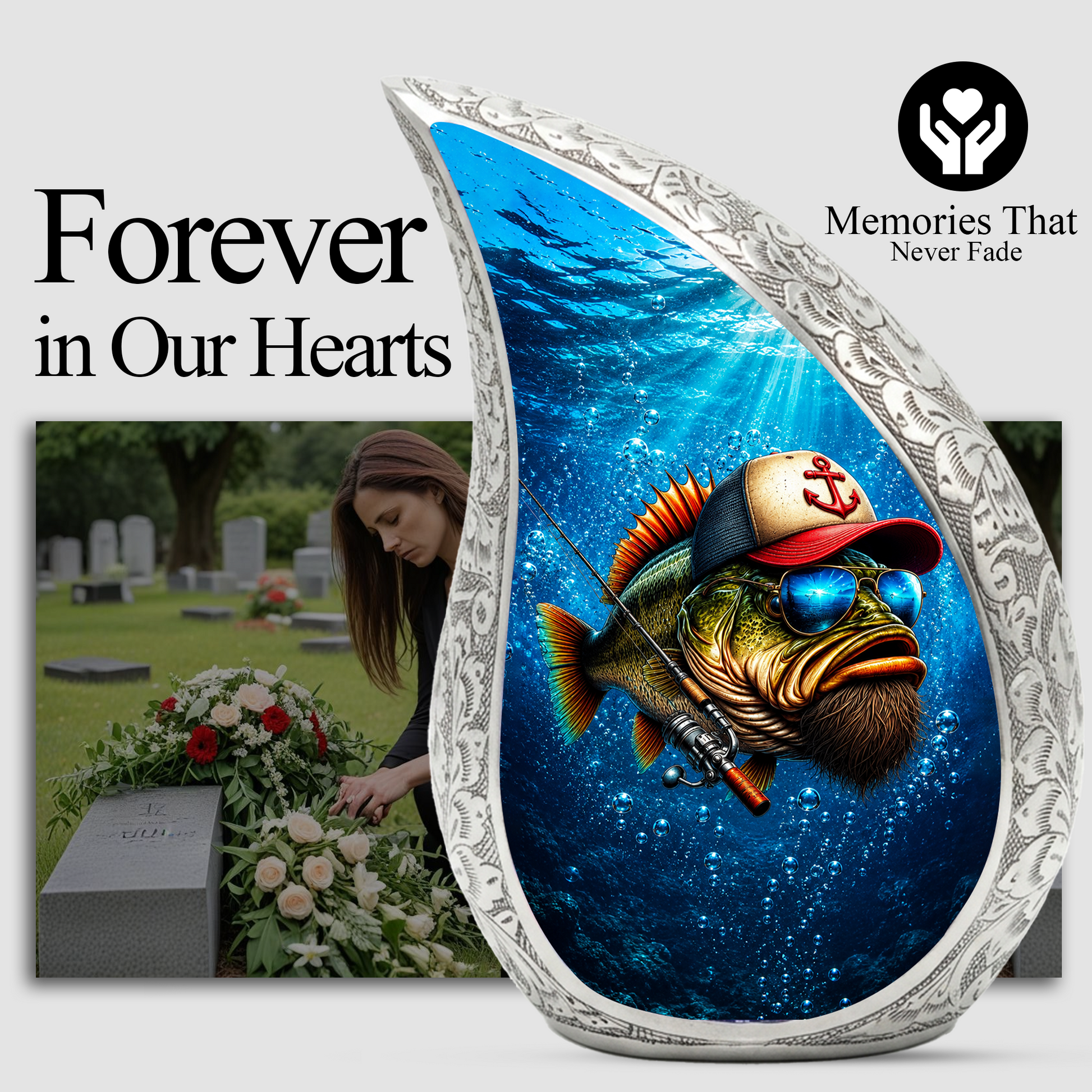 Gone Fishing Urn, Fish Cremation Urn for Ashes, Personalized Memorial Urn for Dad