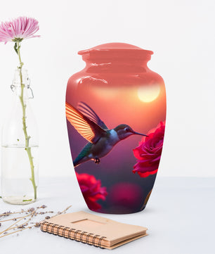 Hummingbird Sunset Adult Urn for Human Ashes | Elegant Adult Cremation Urn for Ashes