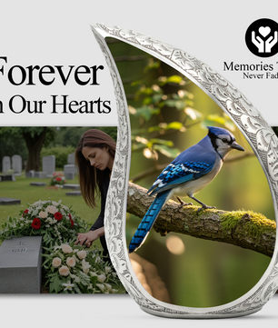 Blue Jay Memorial Urn for Mom | Personalized Funeral Urn