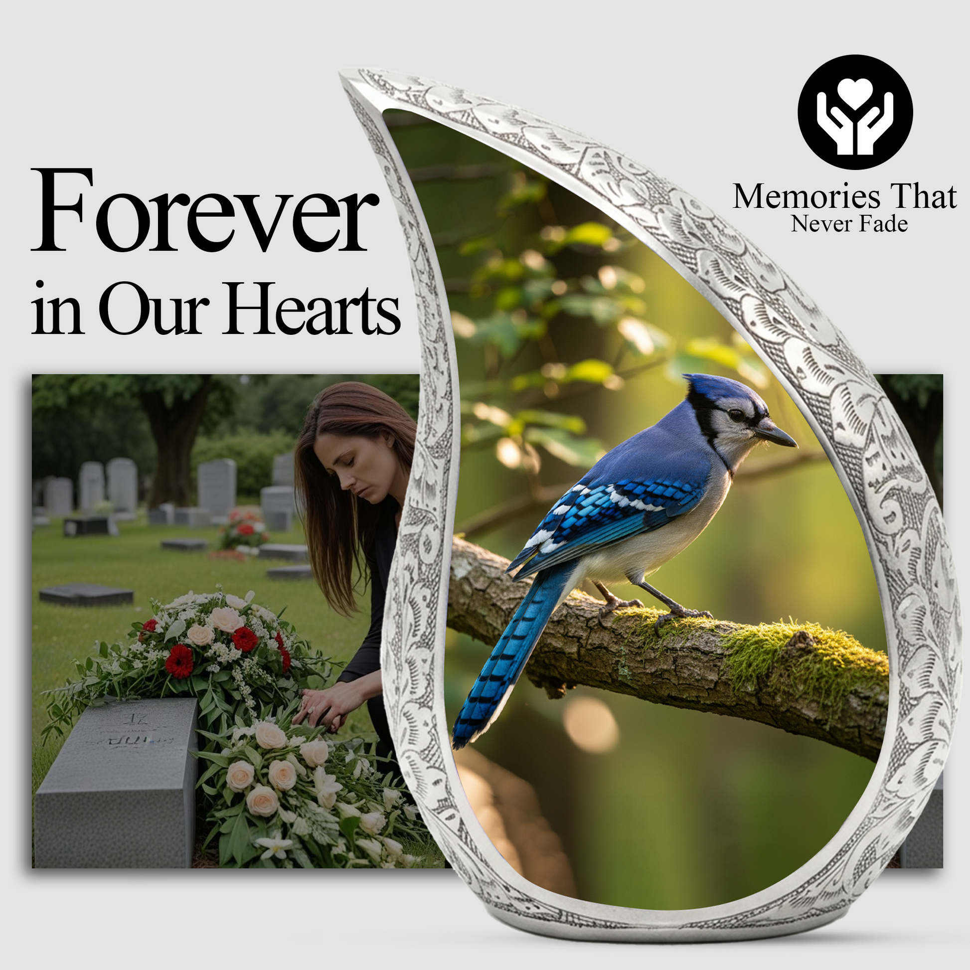 Blue Jay Memorial Urn for Mom | Personalized Funeral Urn