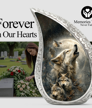 Wolf Urn for Human Ashes | Powerful Wolf Adult Cremation Urn | Wildlife Memorial Urn
