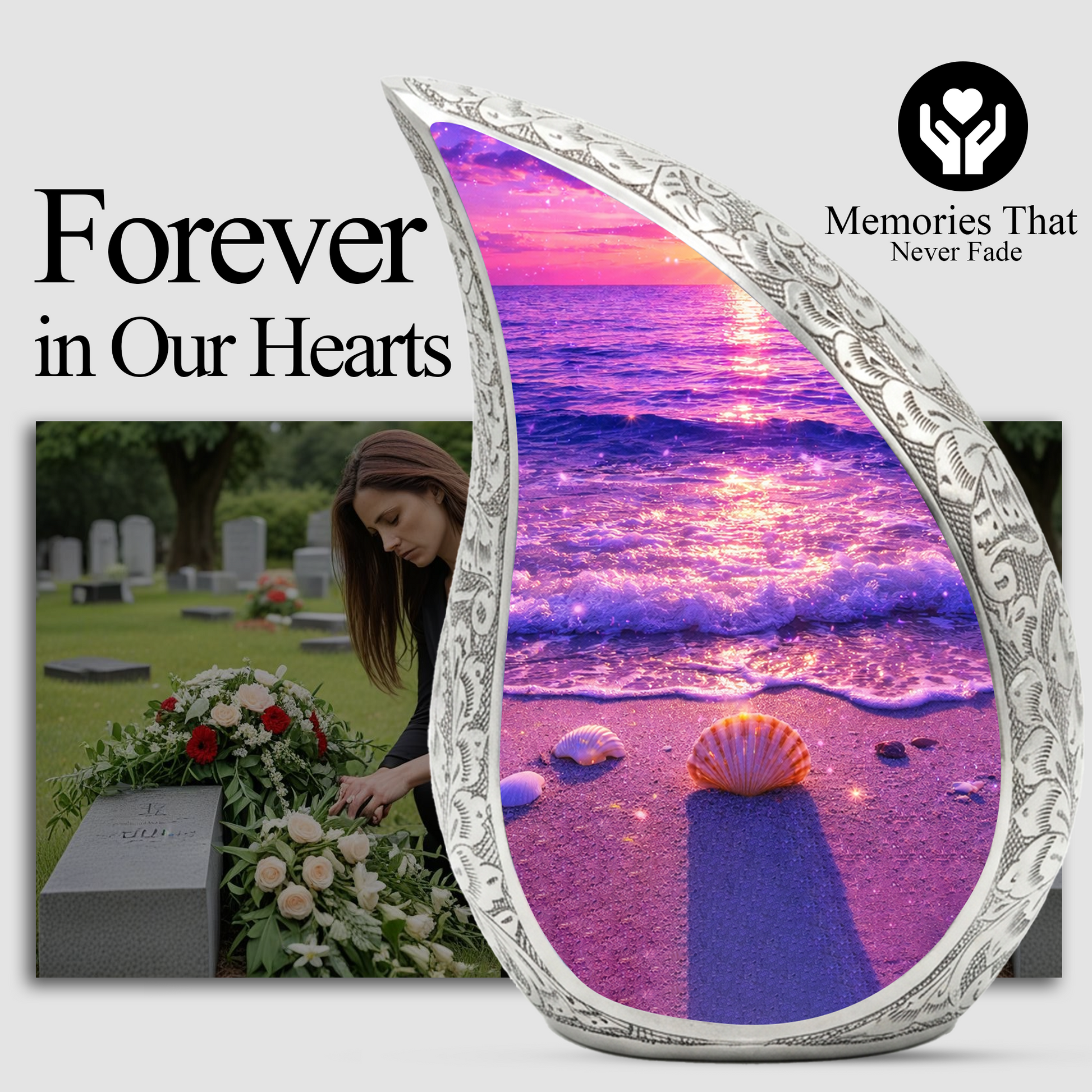 Tilt Pink Beach Ocean Cremation Urn for Adult Ashes
