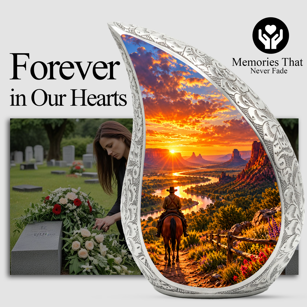 Cowboy Horse Cremation Urn for Ashes, Western Memorial Urn, Cowboy Adult Urn, Horse Lover Urn