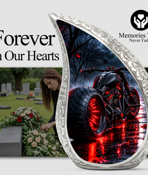 Motorcycle Cremation Urn for Ashes, Biker Memorial Urn, Motorcycle Adult Urn, Personalized Biker Cremation Urn
