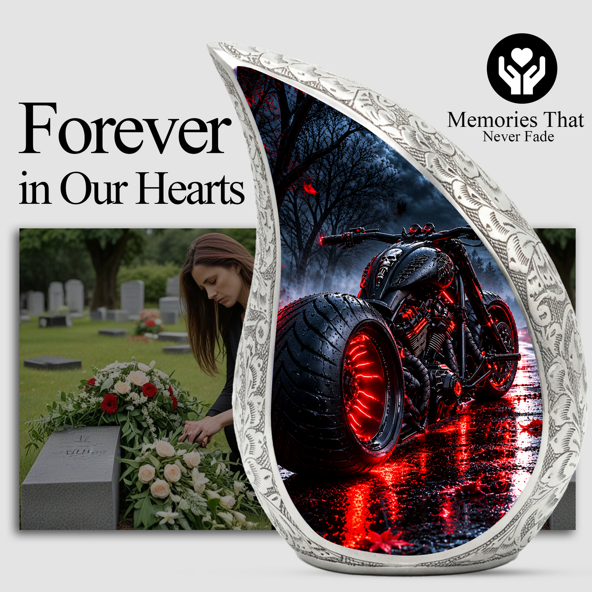 Motorcycle Cremation Urn for Ashes, Biker Memorial Urn, Motorcycle Adult Urn, Personalized Biker Cremation Urn