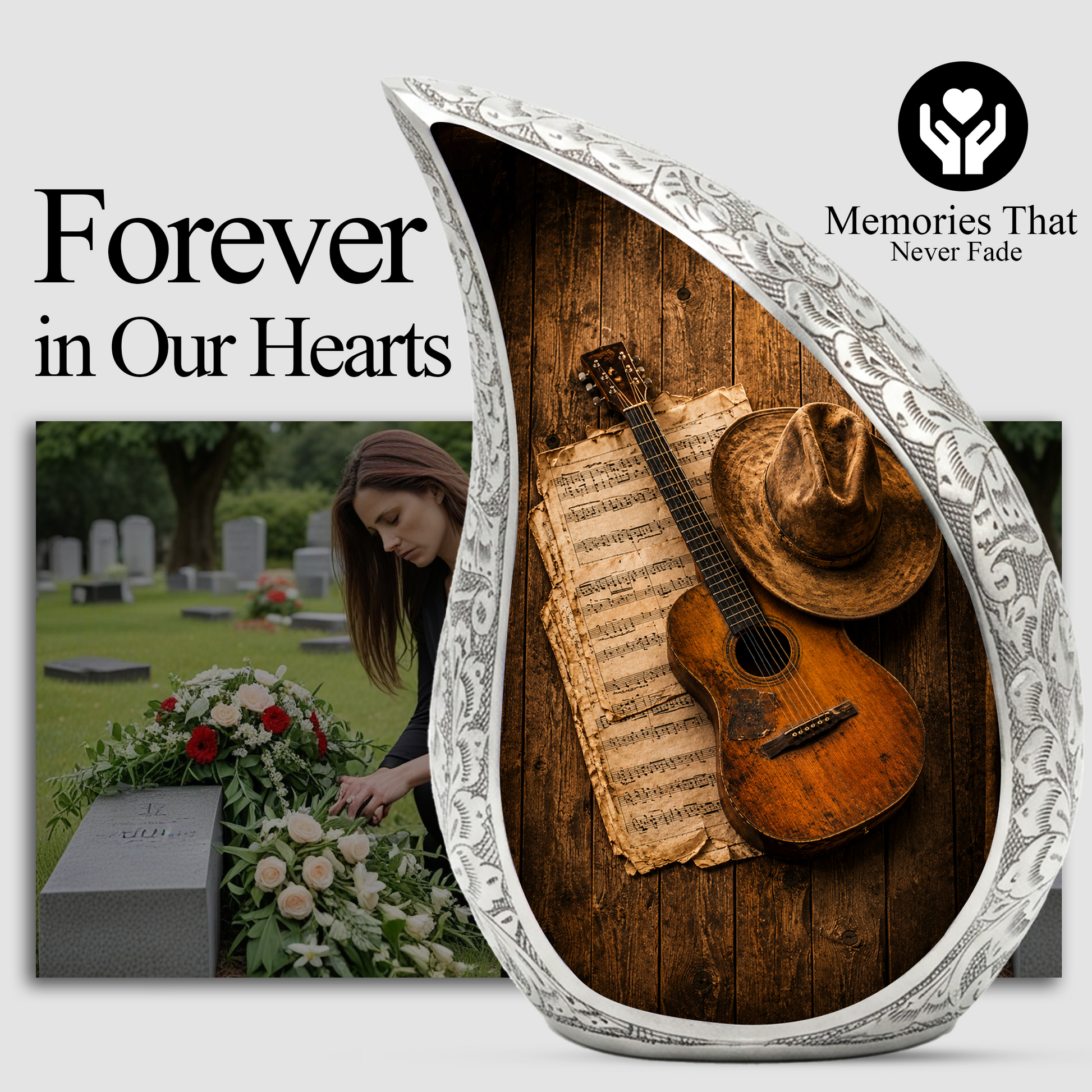 Guitar Urn for Human Ashes | Rock Music Adult Cremation Urn | Guitar Memorial Urn for Adult Ashes