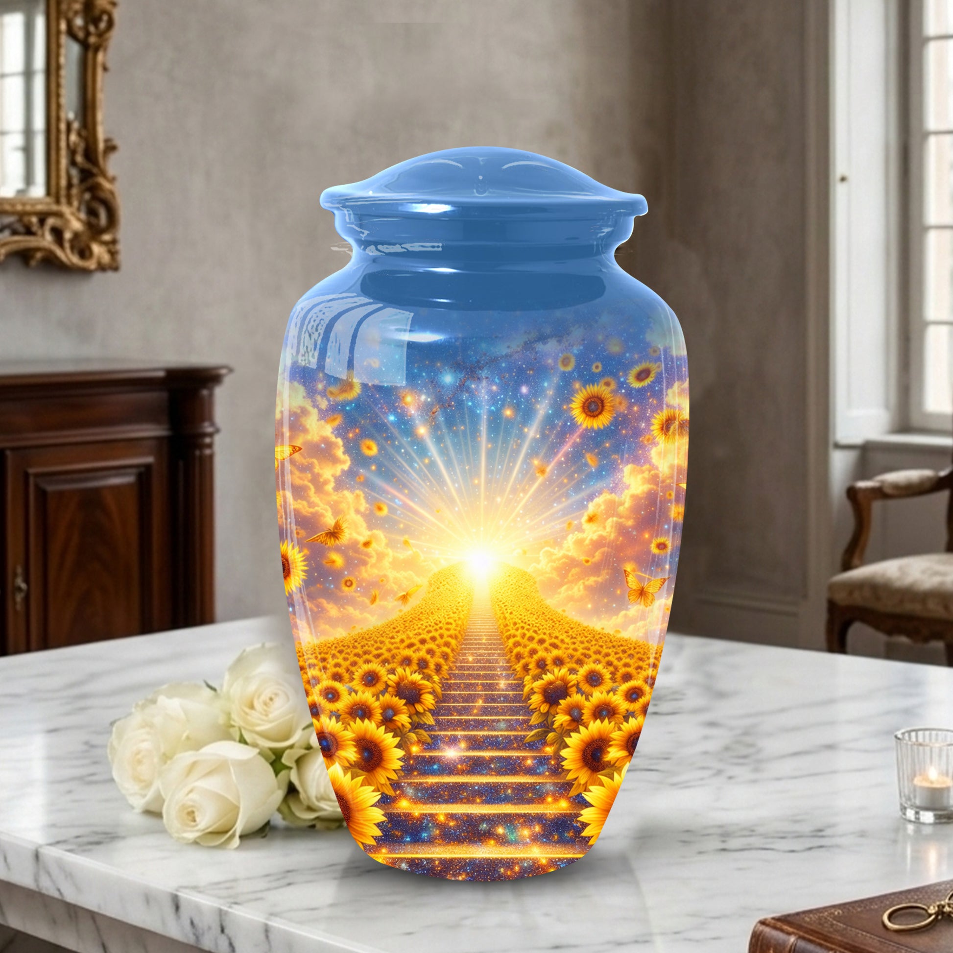 Sunflower Urn for Mom, Adult Female Large Urn for Ashes
