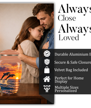 Dolphin Cremation Urn for Ashes, Ocean Sunset Design, Custom Adult Urn for Loved Ones