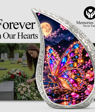 Colorful Butterfly Urn for Ashes, Jeweled Butterfly Cremation Urn