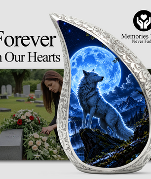 Wolf Cremation Urn for Ashes | Blue Moon Wolf Adult keepsake urn