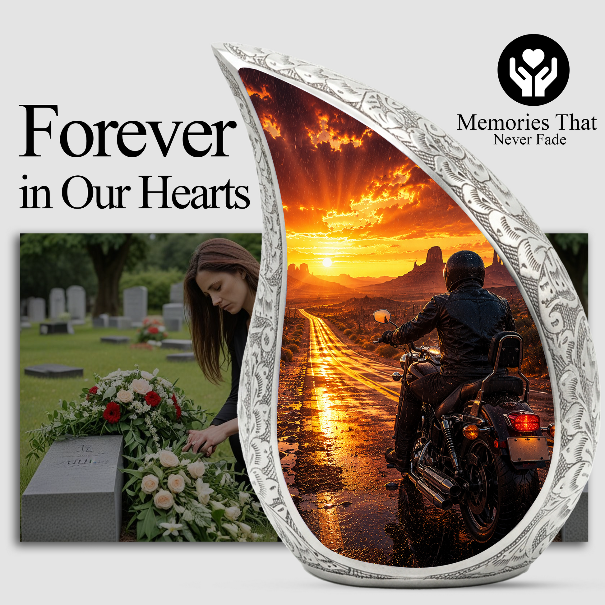 Motorcycle Urn for Dad Ashes | Motorcycle Cremation Urn for Men, Adult Male Memorial Urn