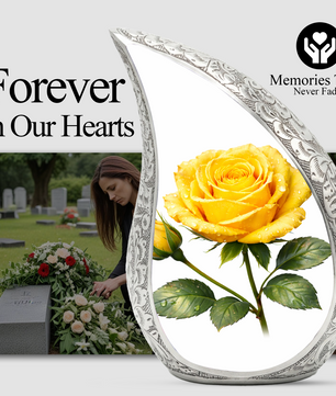 Yellow Rose Urn for Mom | Floral Urn for Human Ashes